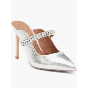 KURT GEIGER Duke Pointed Toe Heels Silver Sz 38 NEW